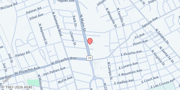 Map showing Victory Outreach Las Cruces at 1040 N Main St., Las Cruces, NM