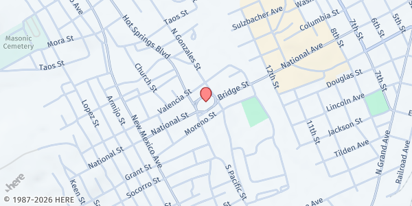 Map showing Comedor de San Pascual at 1810 Plaza, Las Vegas, NM