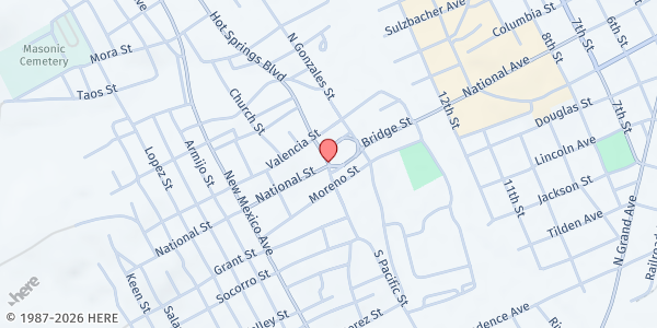 Map showing Comedor de San Pascual Soup Kitchen at 1810 Plaza St., Las Vegas, NM