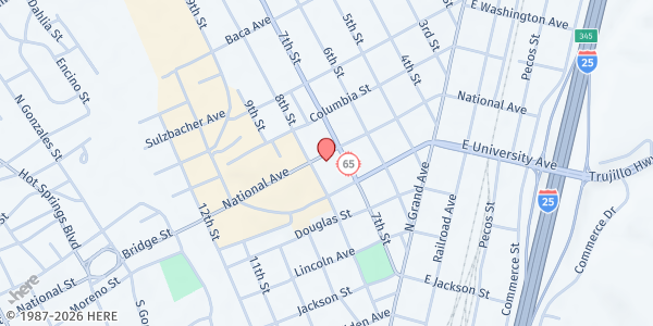 Map showing Las Vegas Community Food Pantry at 715 National Ave., Las Vegas, NM