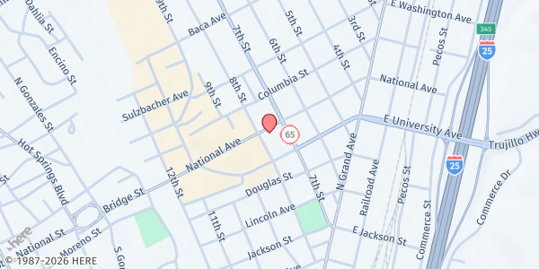 Map showing Las Vegas Community Soup Kitchen at 715 National Ave, Las Vegas, NM