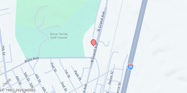 Map showing Salvation Army - Las Vegas at 1743 North Grand Ave., Las Vegas, NM