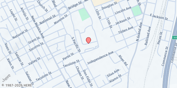 Map showing West Las Vegas Schools Student Pantry at 157 Moreno St, Las Vegas, NM