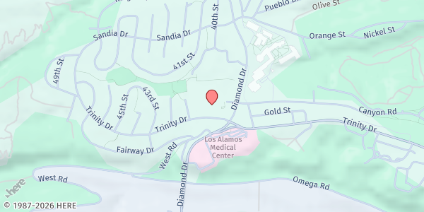 Map showing First United Methodist Church at 715 Diamond Dr, Los Alamos, NM