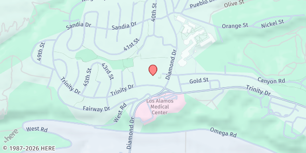 Map showing First United Methodist Church at 715 Diamond Dr., Los Alamos, NM