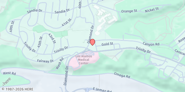 Map showing House of Hope at 3900 Trinity Dr, Los Alamos, NM
