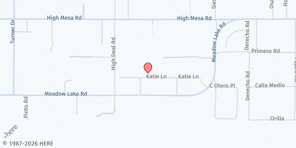 Map showing Community of Damien of Moloka at 10 Katie Lane, Los Lunas, NM