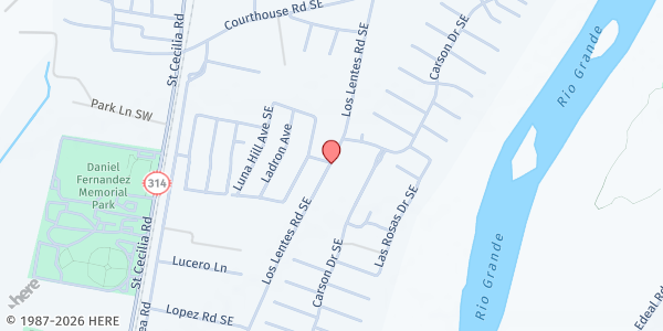 Map showing First Baptist Church of Los Lunas at 914 Los Lentes Rd. SE, Los Lunas, NM