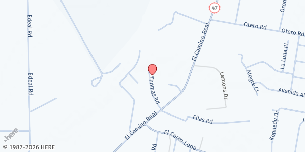 Map showing Los Lunas SDA Church at 12 Thomas Rd., Los Lunas, NM