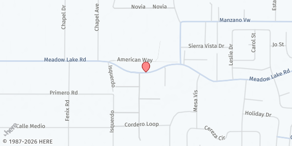 Map showing San Juan Diego Mission at 621 Meadowlake Rd., Los Lunas, NM