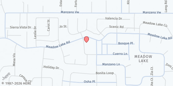 Map showing VCAN Mobile Food Pantry - Meadowlake at 100 Cuerro Lane, Los Lunas, NM