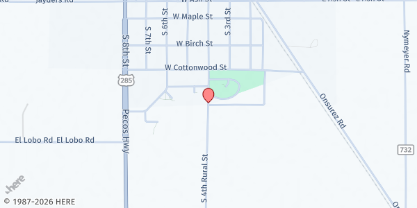 Map showing Alejandro R. Ruiz Sr. Community Center at R54 S 4th Rural St, Loving, NM
