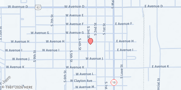 Map showing Hillcrest Baptist Church at 220 W Ave. I, Lovington, NM