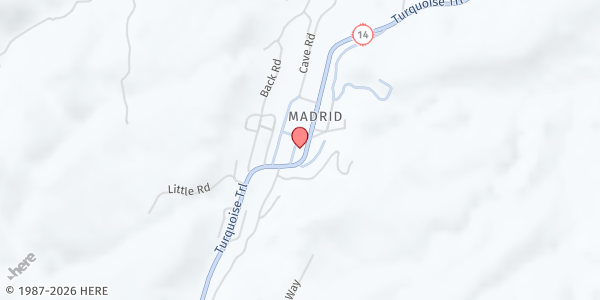 Map showing Madrid Cultural Projects, Inc. at 2853 NM-14, Madrid, NM