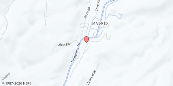 Map showing Madrid Food Program at 5 Firehouse Ln, Madrid, NM