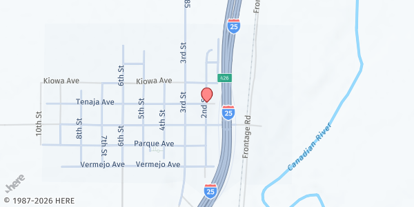 Map showing Maxwell Mobile Food Pantry - 2nd St & Tinaja Ave at 2nd St & Tinaja Ave, Maxwell, NM