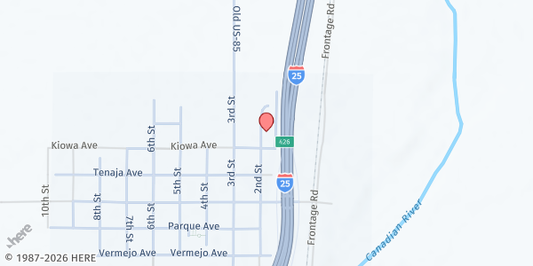 Map showing Maxwell Mobile Food Pantry at 2nd St & Tinaja Ave, Maxwell, NM