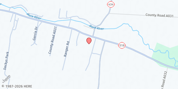 Map showing Saint Gertrude's Food Pantry at 8 CR A033, Mora, NM