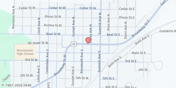 Map showing SVDP - St. Alice Parish at 207 West Broadway, Mountainair, NM