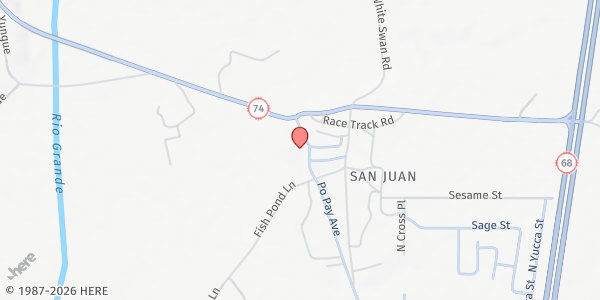 Map showing Saint Vincent de Paul - Ohkay Owingeh at 185 Po'Pay Ave., Ohkay Owingeh, NM