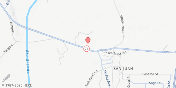 Map showing San Juan Elementary Student Pantry at 411 State Rd 74, Ohkay Owingeh, NM