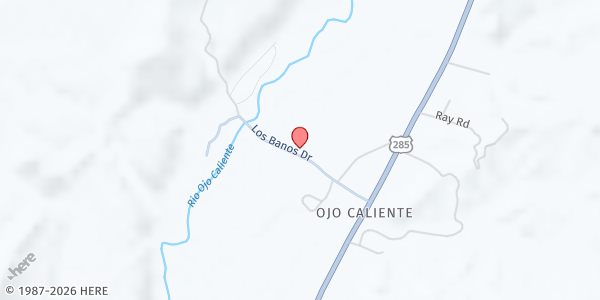 Map showing Ojo Caliente Mobile Food Pantry at 21 Los Banos Dr, Ojo Caliente, NM