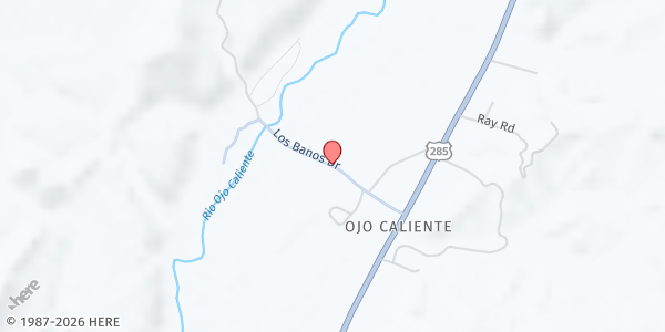 Map showing Ojo Caliente Mobile Food Pantry - The Food Depot at 21 St Rd. 414, Ojo Caliente, NM