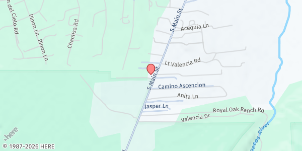 Map showing Pecos Mobile Food Pantry at 104 S Main St, Pecos, NM