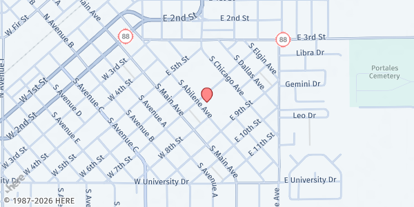 Map showing Portales Parks Department at 200 E 7th St., Portales, NM