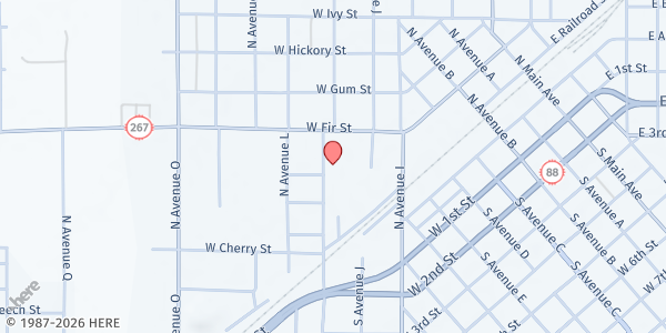 Map showing Roosevelt County Food Pantry at 600 N Avenue K, Portales, NM
