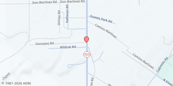 Map showing Questa First Baptist Church at 2558 NM-522, Questa, NM