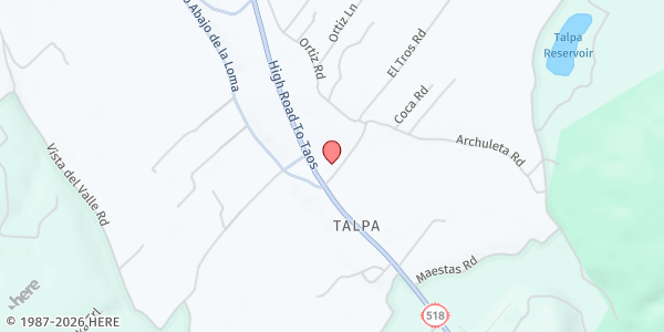 Map showing Shared Table - Talpa Community Center at 4 Archuleta Rd, Ranchos De Taos, NM