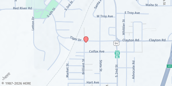 Map showing Raton Church of Christ at 1101 Brilliant St, Raton, NM