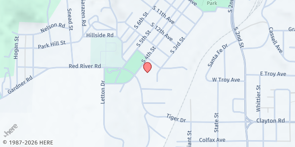 Map showing Raton Mobile Food Pantry - First United Methodist Church at 1501 S 4th St, Raton, NM