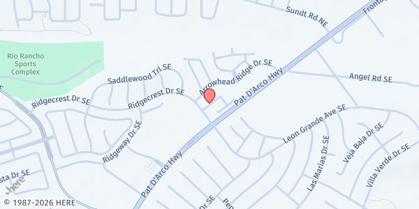 Map showing New Covenant Worship Center at 4504 Ace Way SE, Rio Rancho, NM