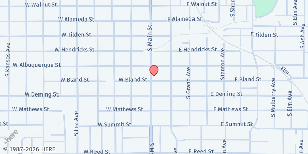 Map showing The Unity Center at 108 E Bland St., Roswell, NM