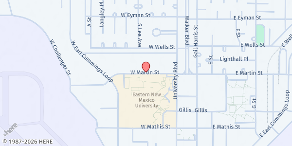 Map showing University High School (CHI 12)-Roswell at 25 West Martin, Roswell, NM