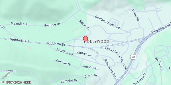 Map showing Lincoln County Food Bank at 138 Service Rd., Ruidoso, NM