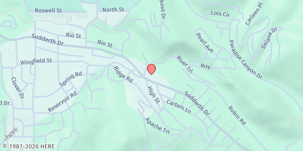 Map showing River Crossing Ministries at 1950 Sudderth Dr., Ruidoso, NM