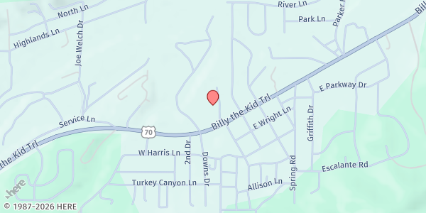 Map showing Ruidoso Downs Senior Center at 26337 US-70, Ruidoso, NM