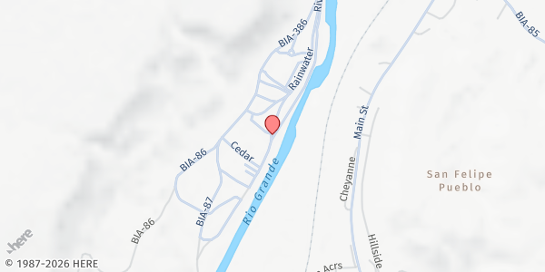 Map showing San Felipe Pueblo - Special Diabetes Program at 27 Black Mesa Rd, San Felipe Pueblo, NM