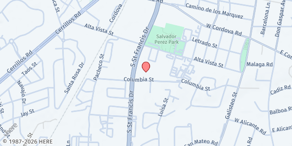 Map showing Big Brothers Big Sisters Santa Fe at 1229 S St. Francis Dr., Santa Fe, NM