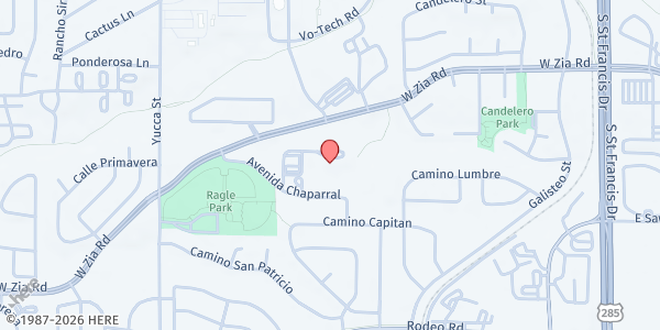 Map showing Chaparral Elementary School Student Pantry at 2451 Avenida Chaparral, Santa Fe, NM