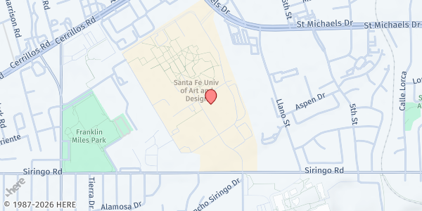 Map showing Consuelo's Place Emergency Homeless Shelter at 1600 St Michaels Dr Building 7, Santa Fe, NM