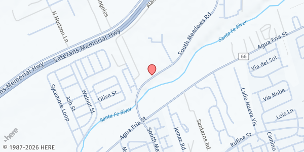 Map showing El Camino Real Academy Student Pantry at 2500 S Meadows Rd, Santa Fe, NM