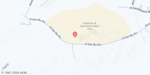 Map showing Institute of American Indian Arts Food Pantry at Avan Nu Po Road, Santa Fe, NM