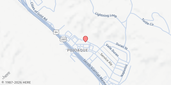 Map showing Pojoaque Food Mobile at 5 W Gutierrez, Santa Fe, NM