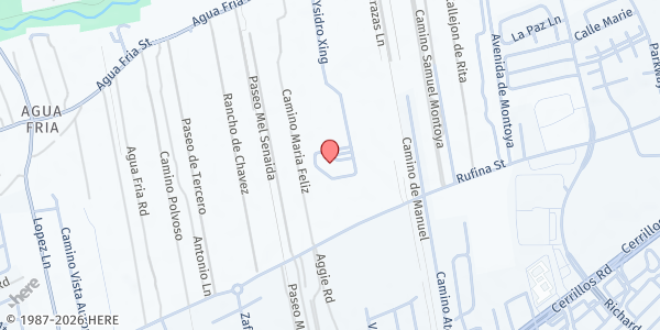 Map showing San Isidro Catholic Church San Martin de Porres at 3552 Agua Fria St., Santa Fe, NM