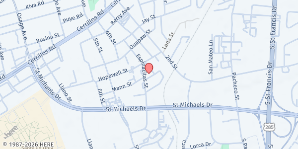 Map showing Sangre De Cristo Apartments at 1801 Espinacitas St., Santa Fe, NM