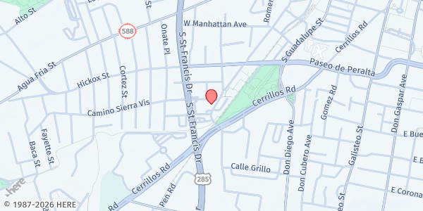 Map showing St. Elizabeth Shelter Corporation at 804 Alarid St., Santa Fe, NM